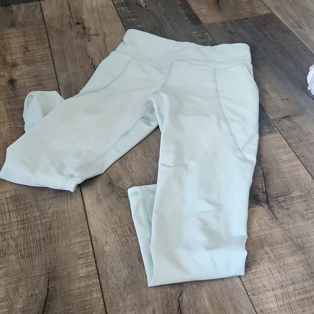 High waisted teal green leggings